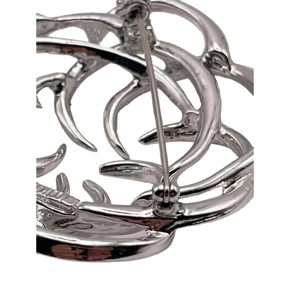 Sarah Coventry Tailored Swirl Pin Brooch Silver Tone Textured Vintage‎ Open Work